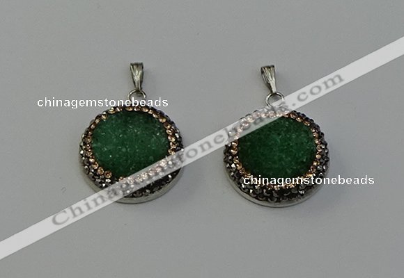 NGP6544 20mm - 22mm coin druzy agate gemstone pendants wholesale