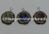 NGP6598 28mm - 30mm flower plated druzy agate gemstone pendants