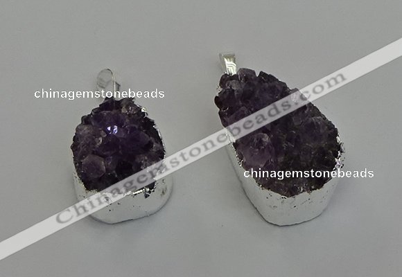 NGP6604 20*25mm - 20*30mm freeform druzy amethyst pendants