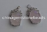 NGP6629 18*25mm faceted oval rose quartz gemstone pendants