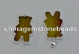 NGP6652 22*38mm Animal or V-shaped agate gemstone pendants