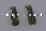NGP6930 10*30mm - 12*35mm trapezoid plated druzy quartz pendants
