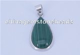 NGP710 14*37mm teardrop natural malachite with sterling silver pendant