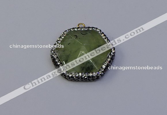 NGP7117 30*30mm hexagon green qutilated quartz pendants wholesale