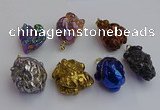 NGP7428 25*35mm - 35*40mm nuggets plated agate pendants