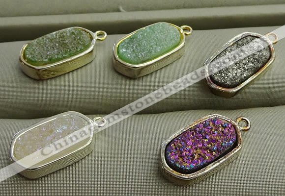 NGP7580 10*15mm oval plated druzy agate pendants wholesale