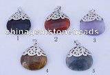 NGP766 5PCS 25*28mm mixed gemstone pendants with brass setting