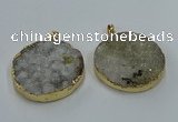 NGP8553 38mm - 40mm flat round druzy agate pendants wholesale