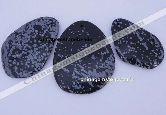 NGP947 5PCS 35-55mm*50-65mm freeform snowflake obsidian gemstone pendants