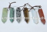NGP9766 12*40mm-15*55mm sticks mixed gemstone pendants