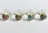 NGR1107 13mm faceted heart  mixed gemstone rings wholesale