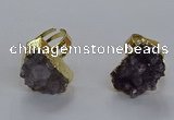 NGR313 15*20mm - 18*25mm freeform druzy amethyst gemstone rings