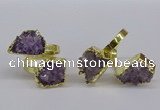 NGR371 13*18mm - 15*20mm freeform druzy amethyst gemstone rings