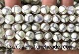 CAA6187 10mm faceted round AB-Color electroplated Tibetan Agate beads