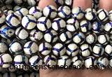 CAA6202 10mm faceted round AB-Color electroplated Tibetan Agate beads