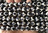 CAA6211 15 inches 8mm faceted round electroplated Tibetan Agate beads