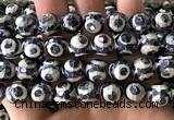 CAA6223 15 inches 12mm faceted round electroplated Tibetan Agate beads