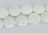 CAA01 15.5 inches 14mm faceted coin white agate gemstone beads