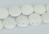 CAA01 15.5 inches 14mm faceted coin white agate gemstone beads