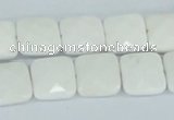 CAA04 15.5 inches 10*10mm faceted square white agate gemstone beads