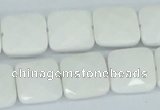 CAA05 15.5 inches 14*14mm faceted square white agate gemstone beads