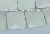 CAA06 15.5 inches 18*18mm faceted square white agate gemstone beads
