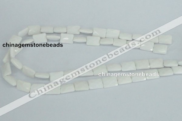 CAA07 15.5 inches 10*14mm faceted rectangle white agate gemstone beads