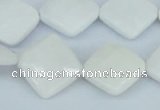 CAA10 15.5 inches 18*18mm faceted diamond white agate gemstone beads