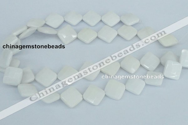 CAA10 15.5 inches 18*18mm faceted diamond white agate gemstone beads