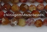 CAA1000 15.5 inches 6mm faceted nuggets red moss agate beads