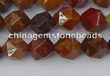 CAA1001 15.5 inches 8mm faceted nuggets red moss agate beads