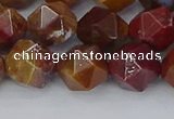 CAA1002 15.5 inches 10mm faceted nuggets red moss agate beads