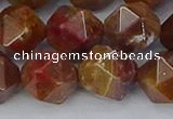 CAA1003 15.5 inches 12mm faceted nuggets red moss agate beads