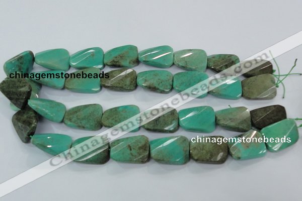 CAA101 15.5 inches 18*25mm faceted & twisted rectangle grass agate beads