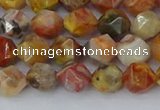 CAA1014 15.5 inches 6mm faceted nuggets red crazy lace agate beads