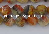 CAA1015 15.5 inches 8mm faceted nuggets red crazy lace agate beads