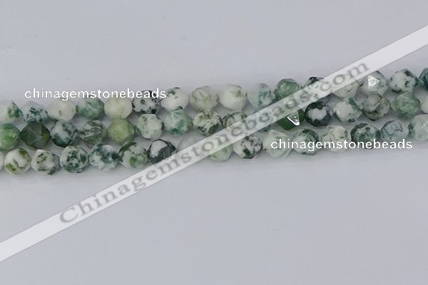 CAA1022 15.5 inches 10mm faceted nuggets tree agate beads