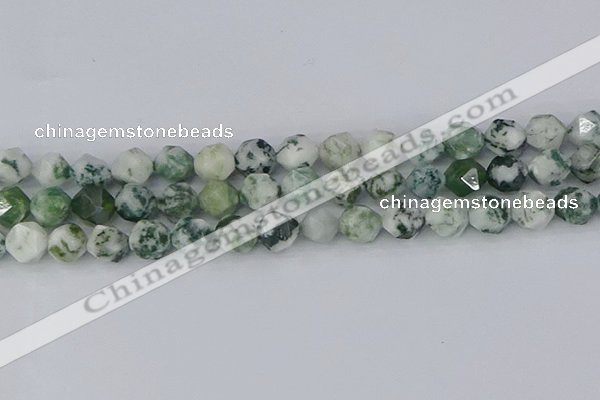 CAA1023 15.5 inches 12mm faceted nuggets tree agate beads