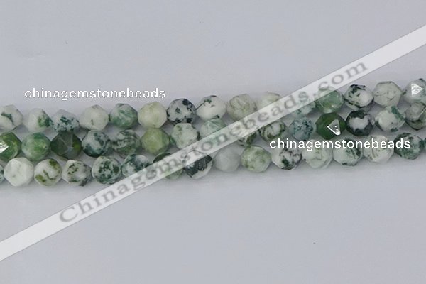 CAA1023 15.5 inches 12mm faceted nuggets tree agate beads