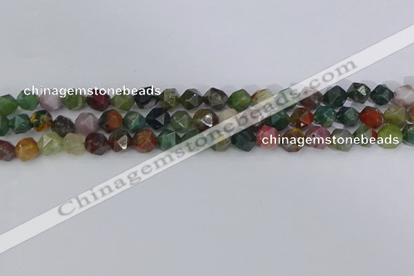 CAA1027 15.5 inches 8mm faceted nuggets Indian agate beads