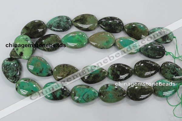 CAA104 15.5 inches 20*30mm flat teardrop grass agate gemstone beads