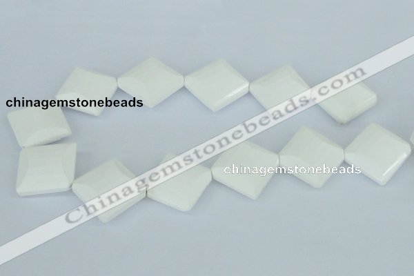 CAA11 15.5 inches 25*25mm faceted diamond white agate gemstone beads