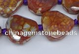 CAA1135 18*20mm - 25*35mm faceted freeform dragon veins agate beads