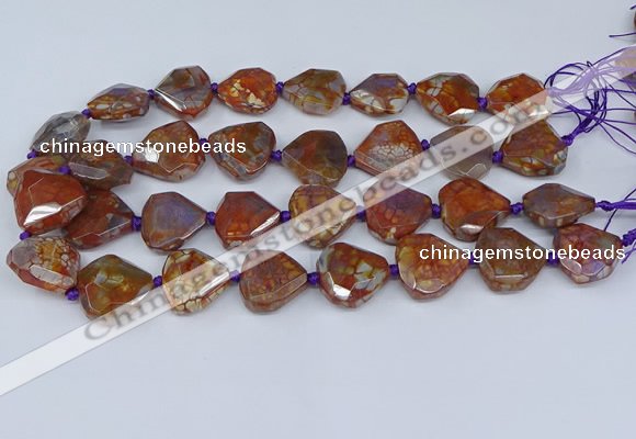 CAA1135 18*20mm - 25*35mm faceted freeform dragon veins agate beads
