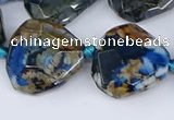 CAA1136 18*20mm - 25*35mm faceted freeform dragon veins agate beads