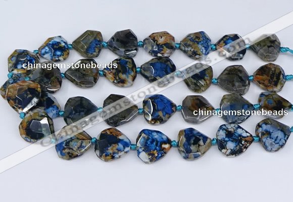 CAA1136 18*20mm - 25*35mm faceted freeform dragon veins agate beads