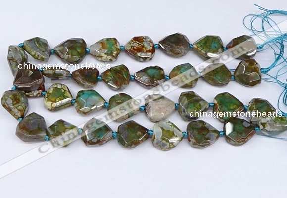 CAA1137 18*20mm - 25*35mm faceted freeform dragon veins agate beads