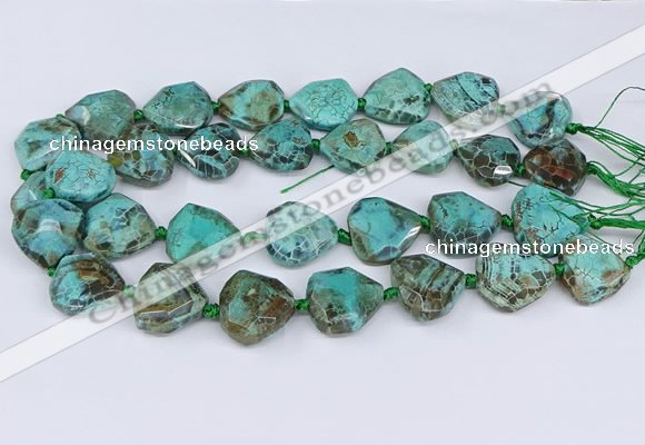CAA1138 18*20mm - 25*35mm faceted freeform dragon veins agate beads