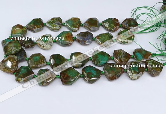 CAA1139 18*20mm - 25*35mm faceted freeform dragon veins agate beads