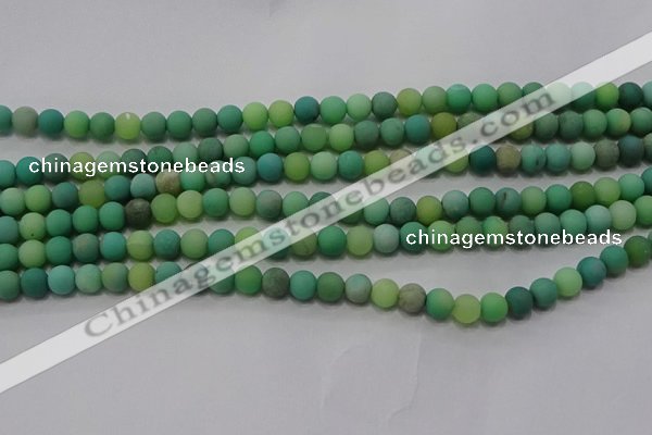 CAA1150 15.5 inches 4mm round matte grass agate beads wholesale